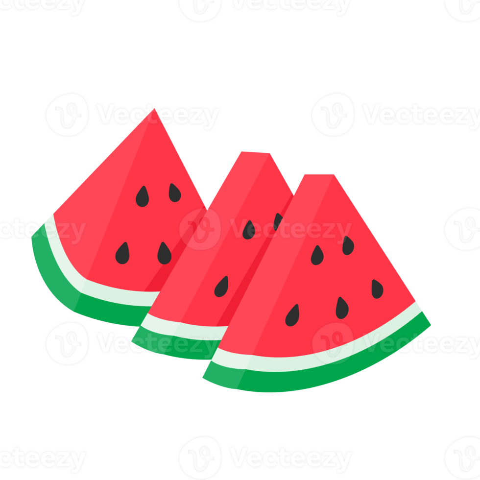 Watermelon fruit cut into pieces with seeds inside Refreshing food in the summer png