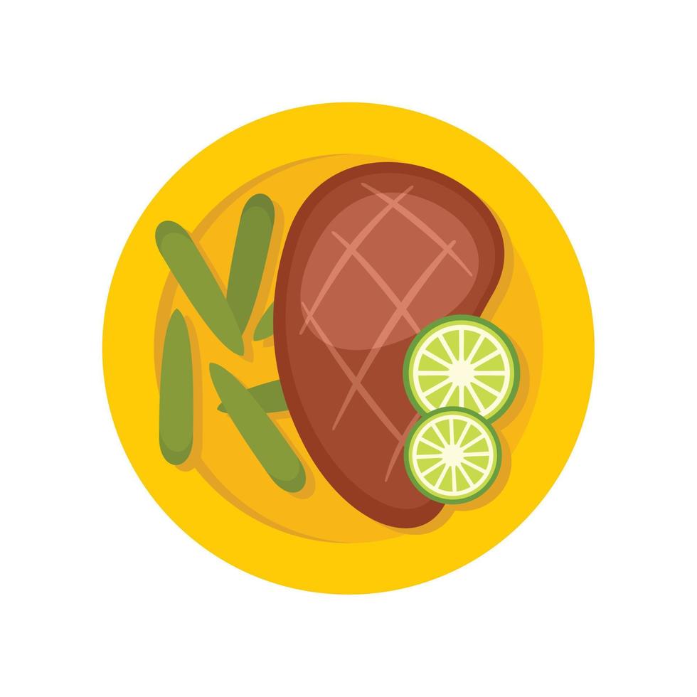 icono de bistec mexicano, estilo plano vector