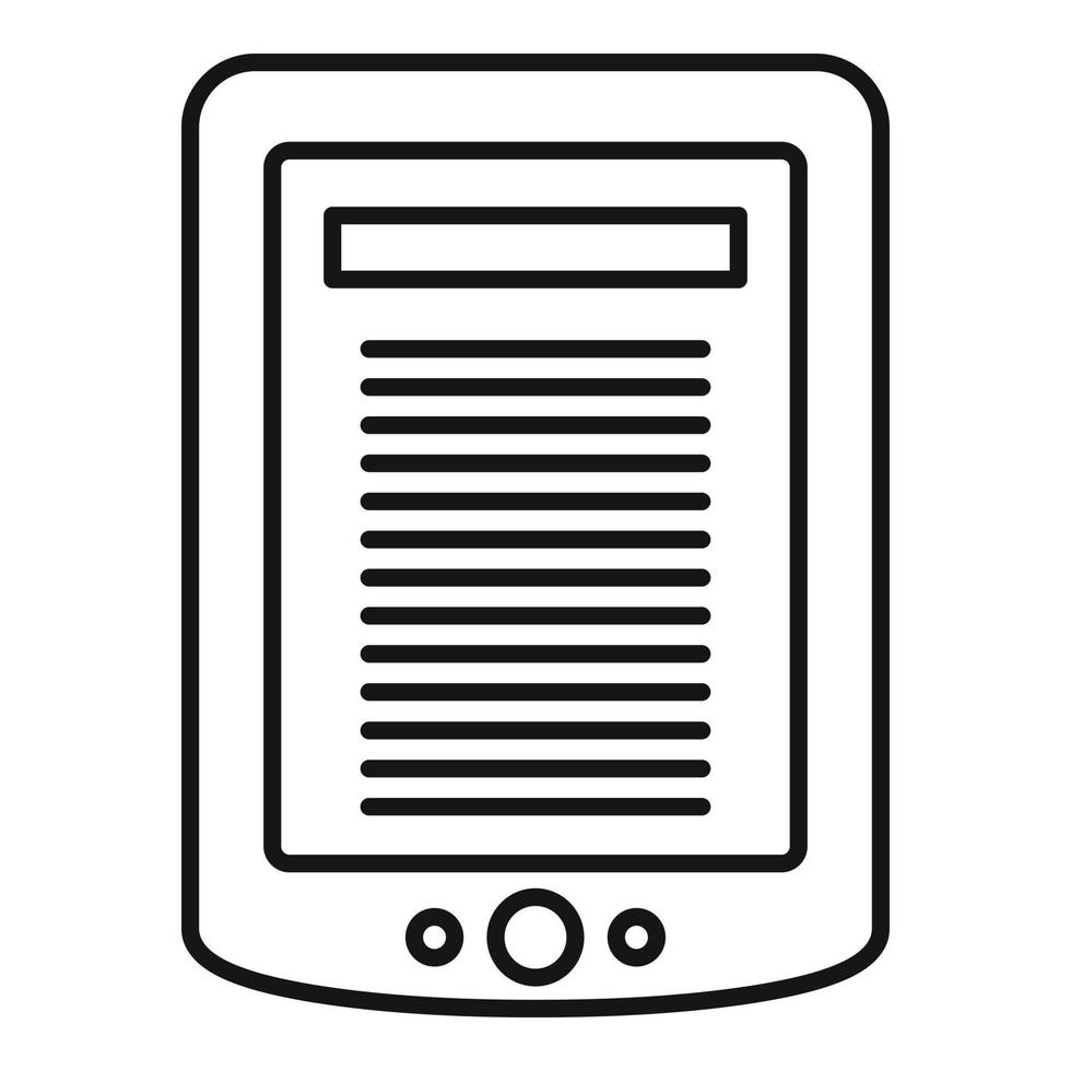 icono de tableta de libro electrónico, estilo de esquema vector