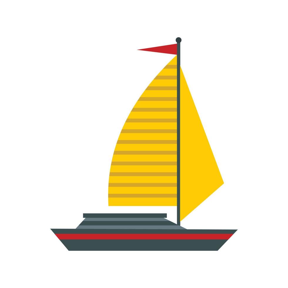 Boat with yellow sail icon, flat style vector