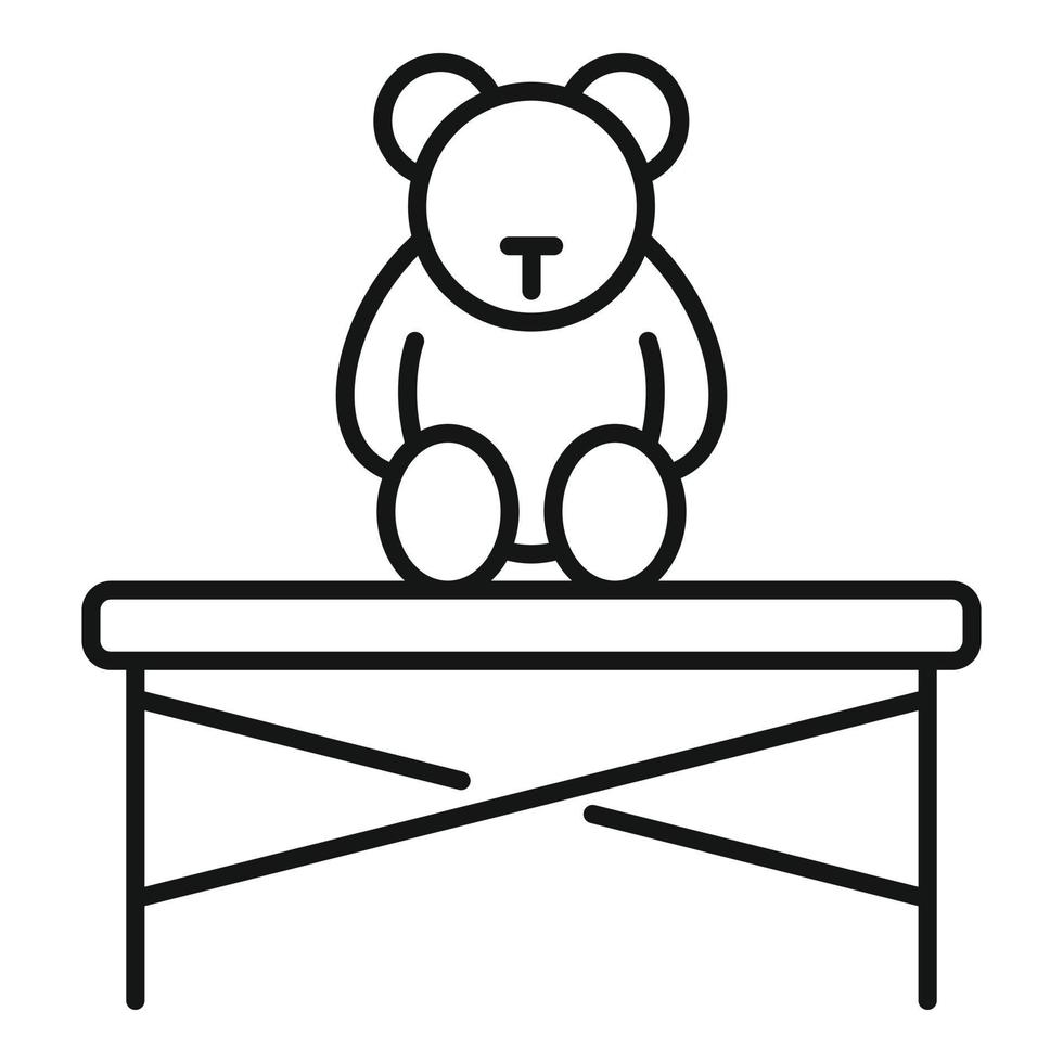 Childrens room teddy bear icon, outline style vector