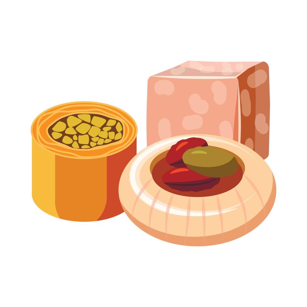 Turkish delight icon in cartoon style vector