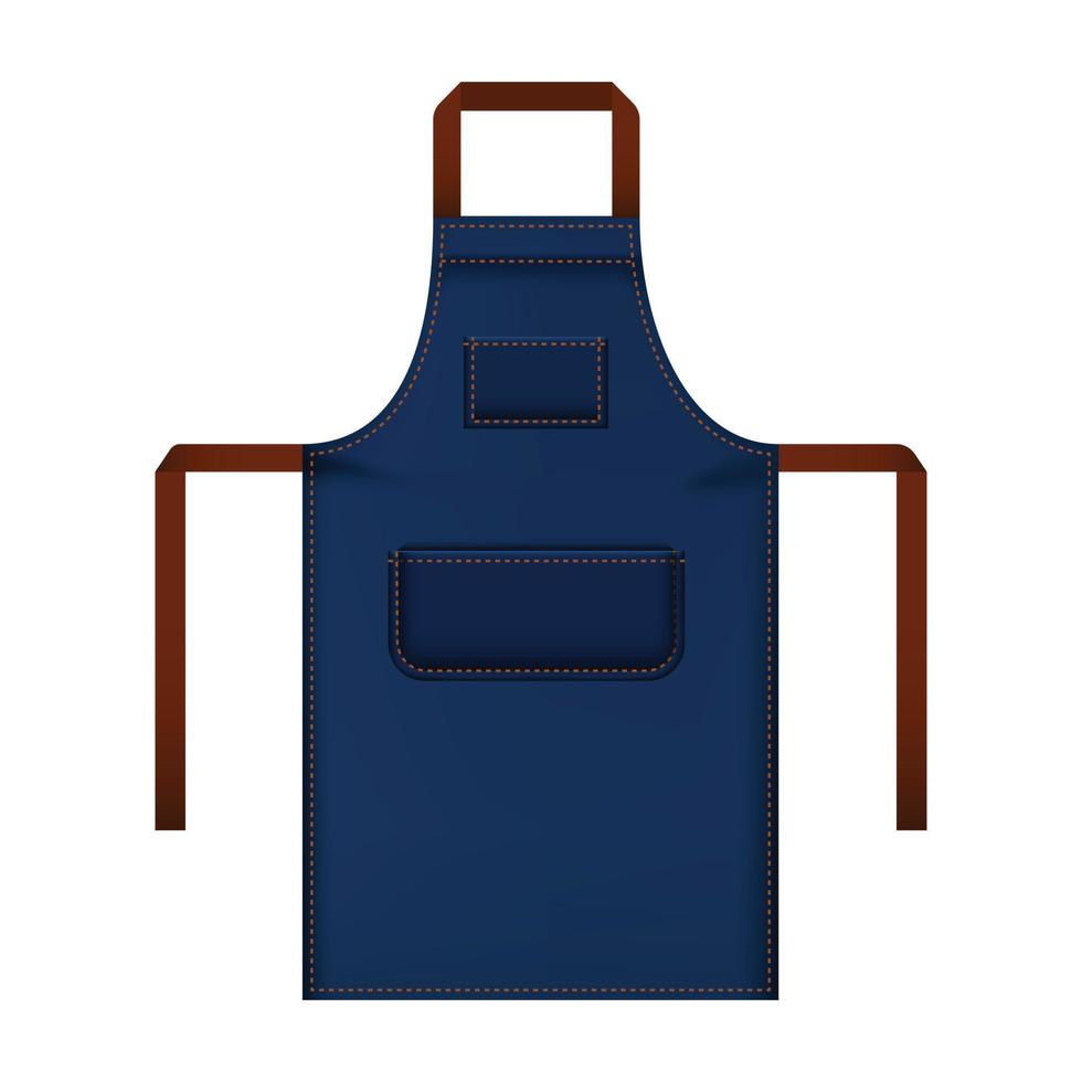 Blue work apron mockup, realistic style vector