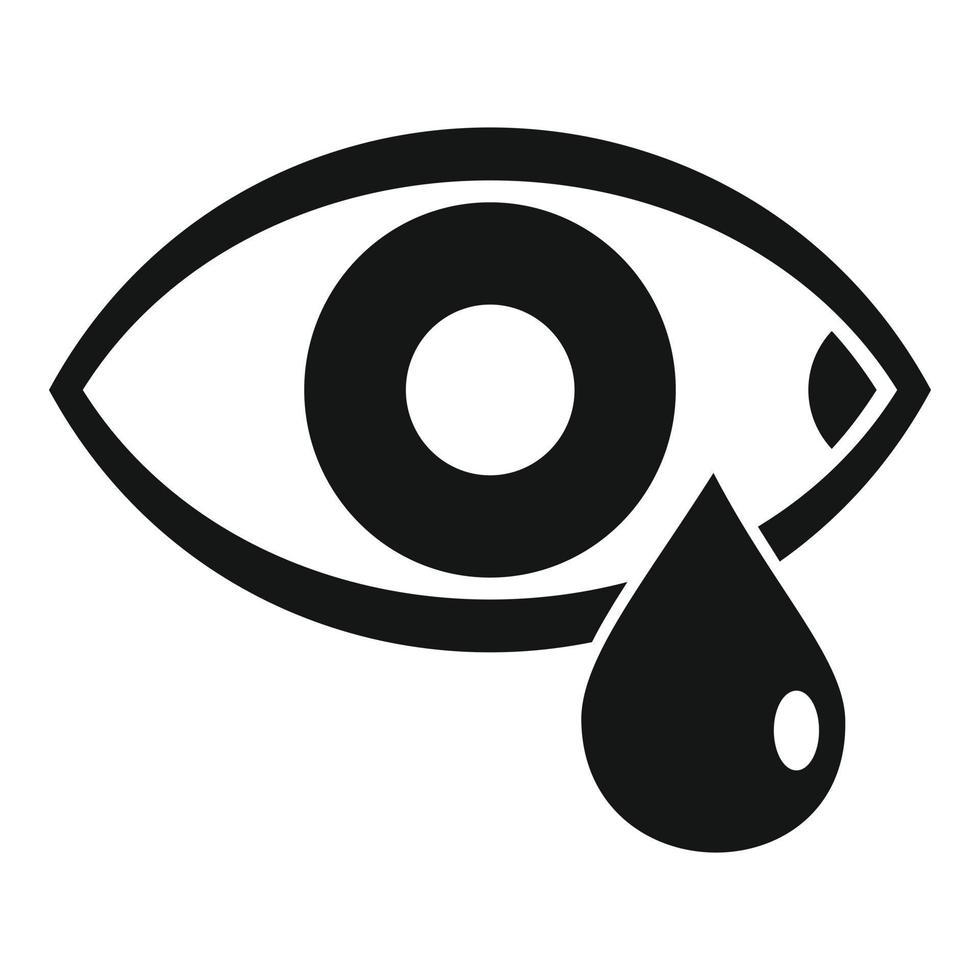 Stress crying eye icon, simple style vector