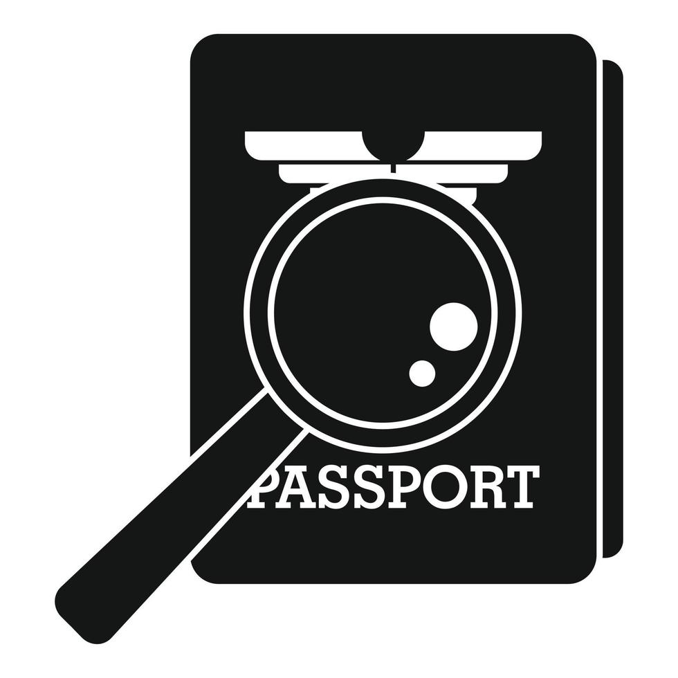 Magnifier passport control icon, simple style vector