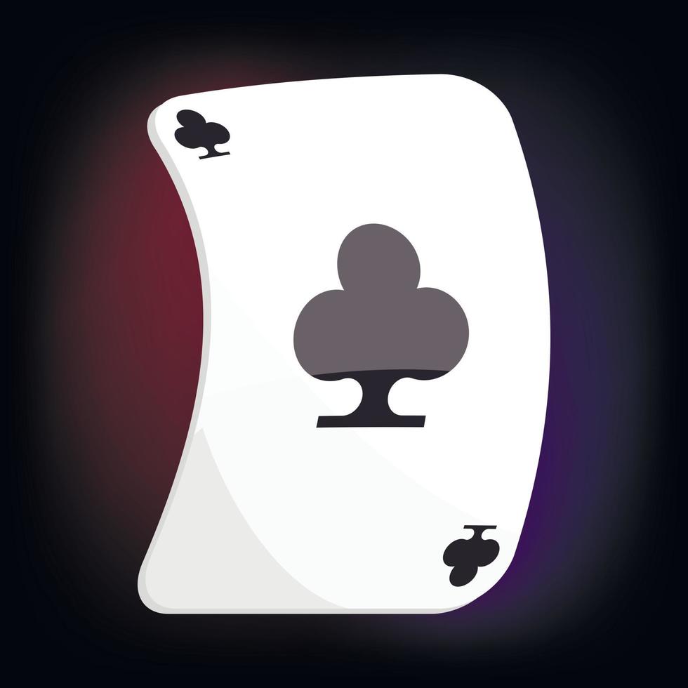 Ace of clubs playing card icon, cartoon style vector