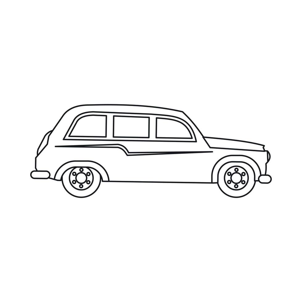 icono de coche retro, estilo de esquema vector