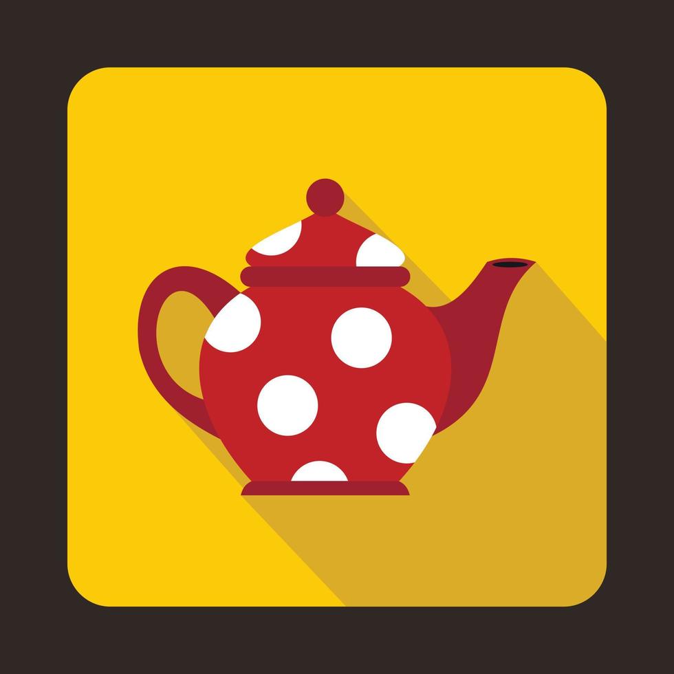 Red spotty teapot icon, flat style vector