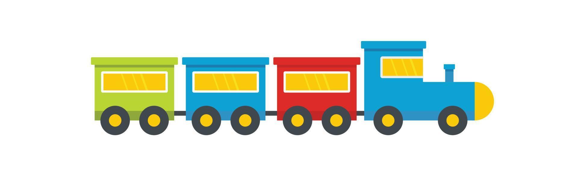 Toy train icon, flat style. vector