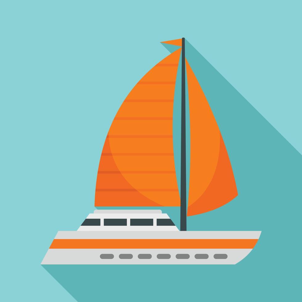 Sail ship icon, flat style vector