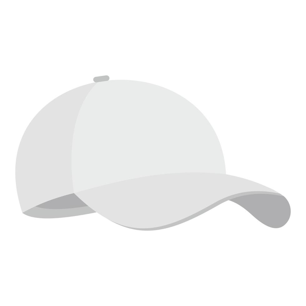 White baseball cap icon, flat style. vector