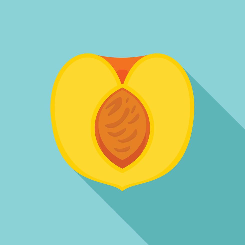 Half peach icon, flat style vector