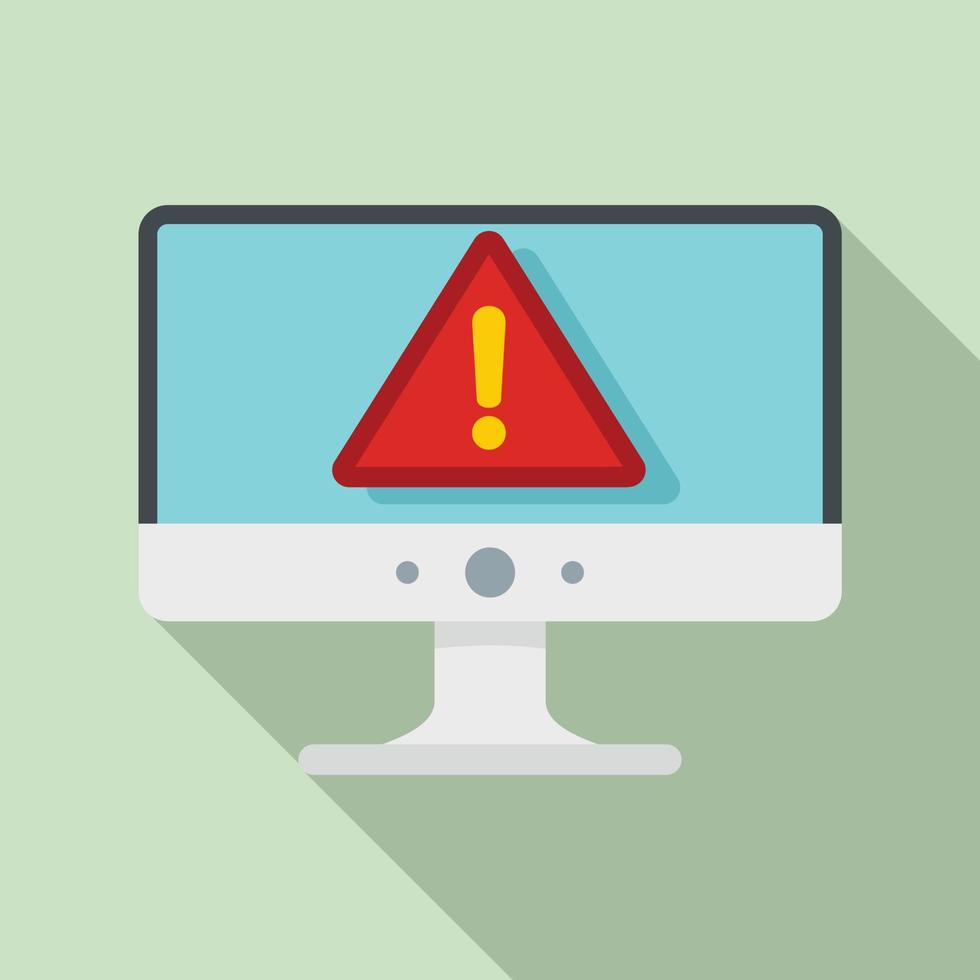 Computer security alert icon, flat style vector