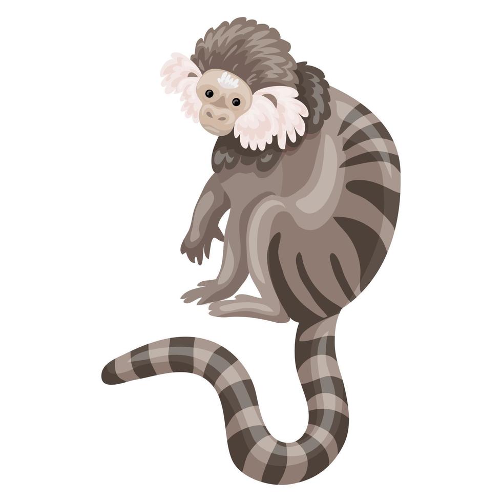 Striped monkey icon, cartoon style vector