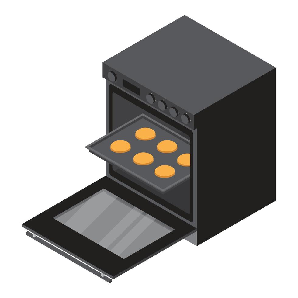 Gas oven icon, isometric style vector