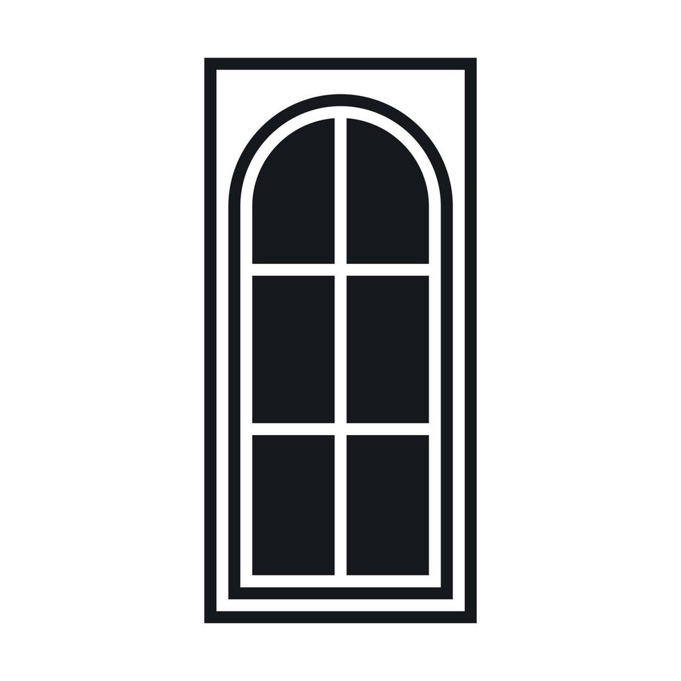 puerta de madera con icono de vidrio, estilo simple vector