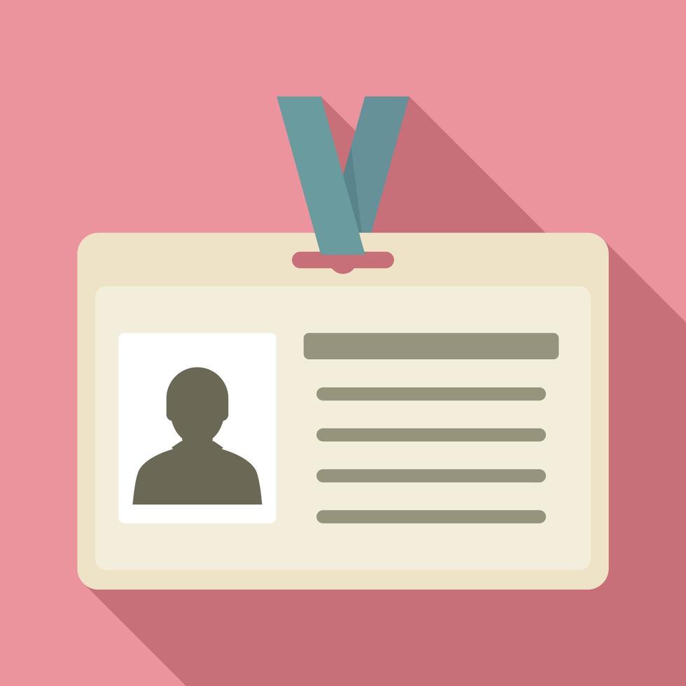 Id badge icon, flat style vector