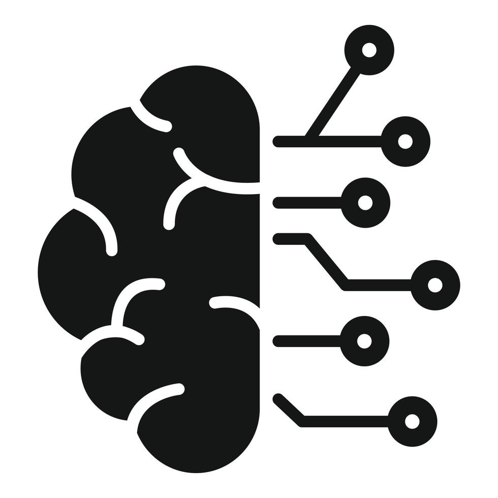 Brain ai smart icon, simple style vector