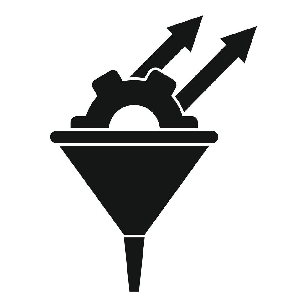 Conversion rate gear funnel icon, simple style vector