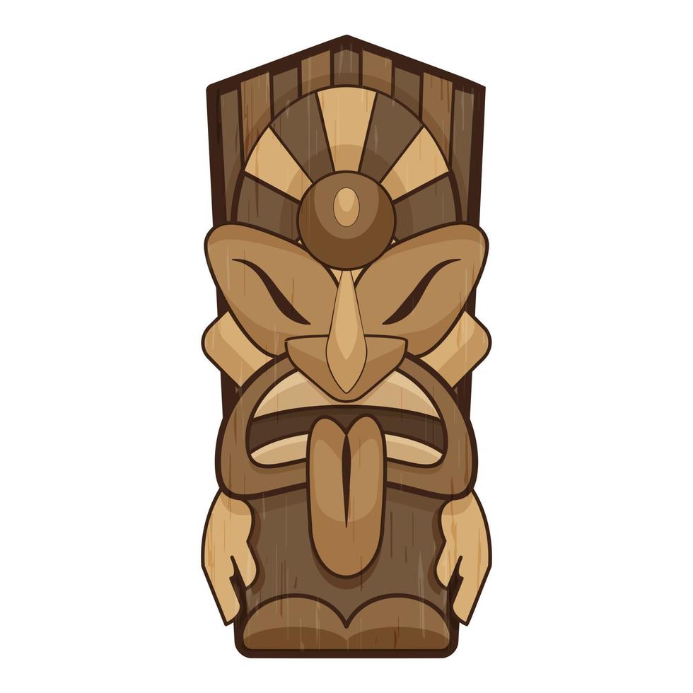 Aztec tiki idol icon, cartoon style vector