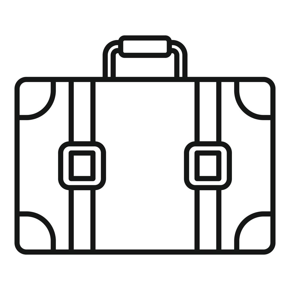 icono de maleta de viaje, estilo de esquema vector