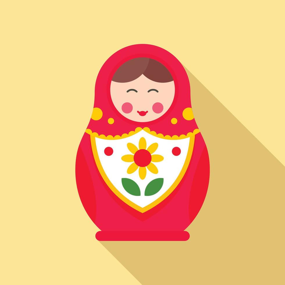 icono de juguete de niña de anidación, estilo plano vector