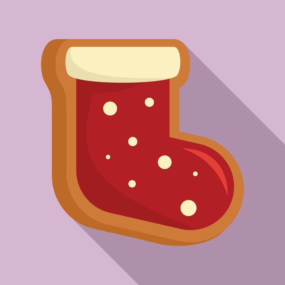 Gingerbread sock icon, flat style vector