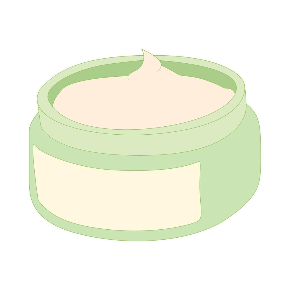 Cosmetic face cream container icon, cartoon style vector