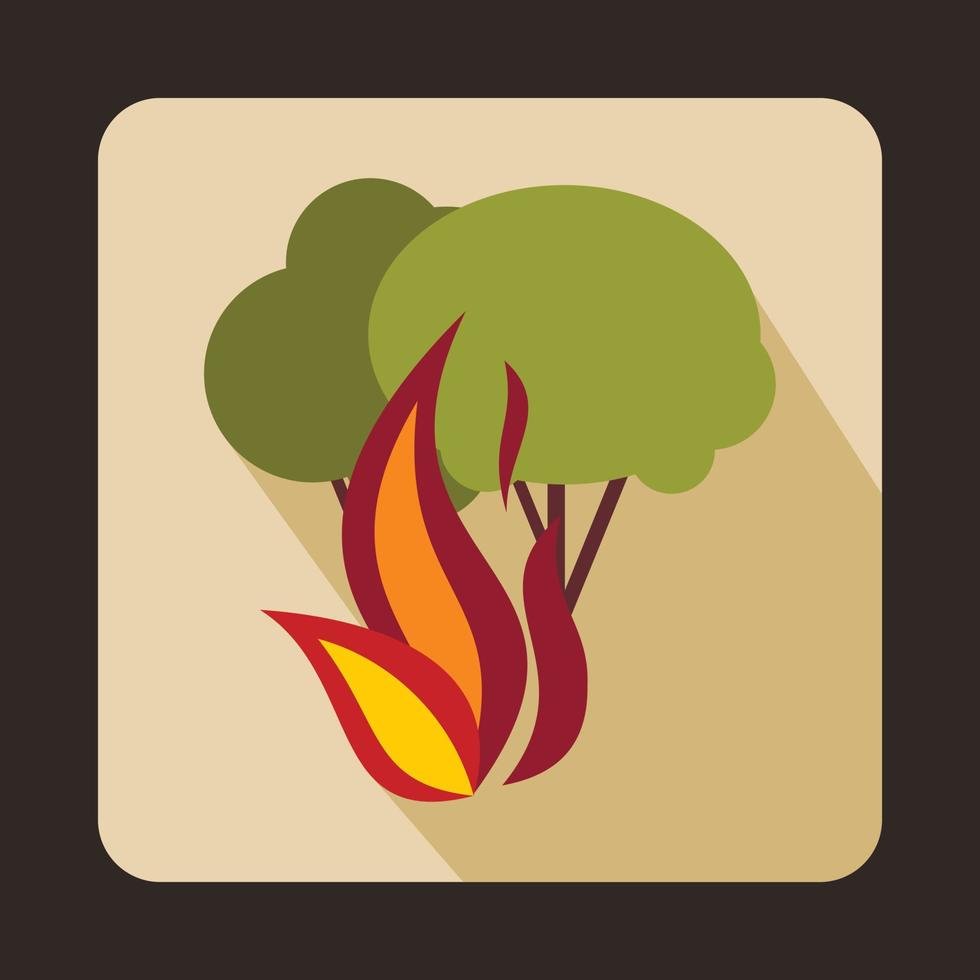 Burning forest trees icon, flat style vector