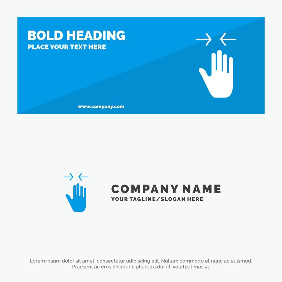 Hand Gesture Pinch Arrow zoom in SOlid Icon Website Banner and Business Logo Template vector