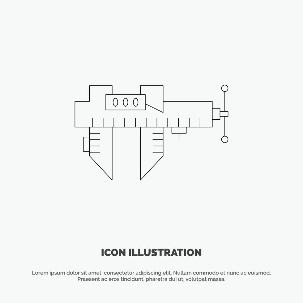 Calipers Measure Micrometer Repair Scale Line Icon Vector