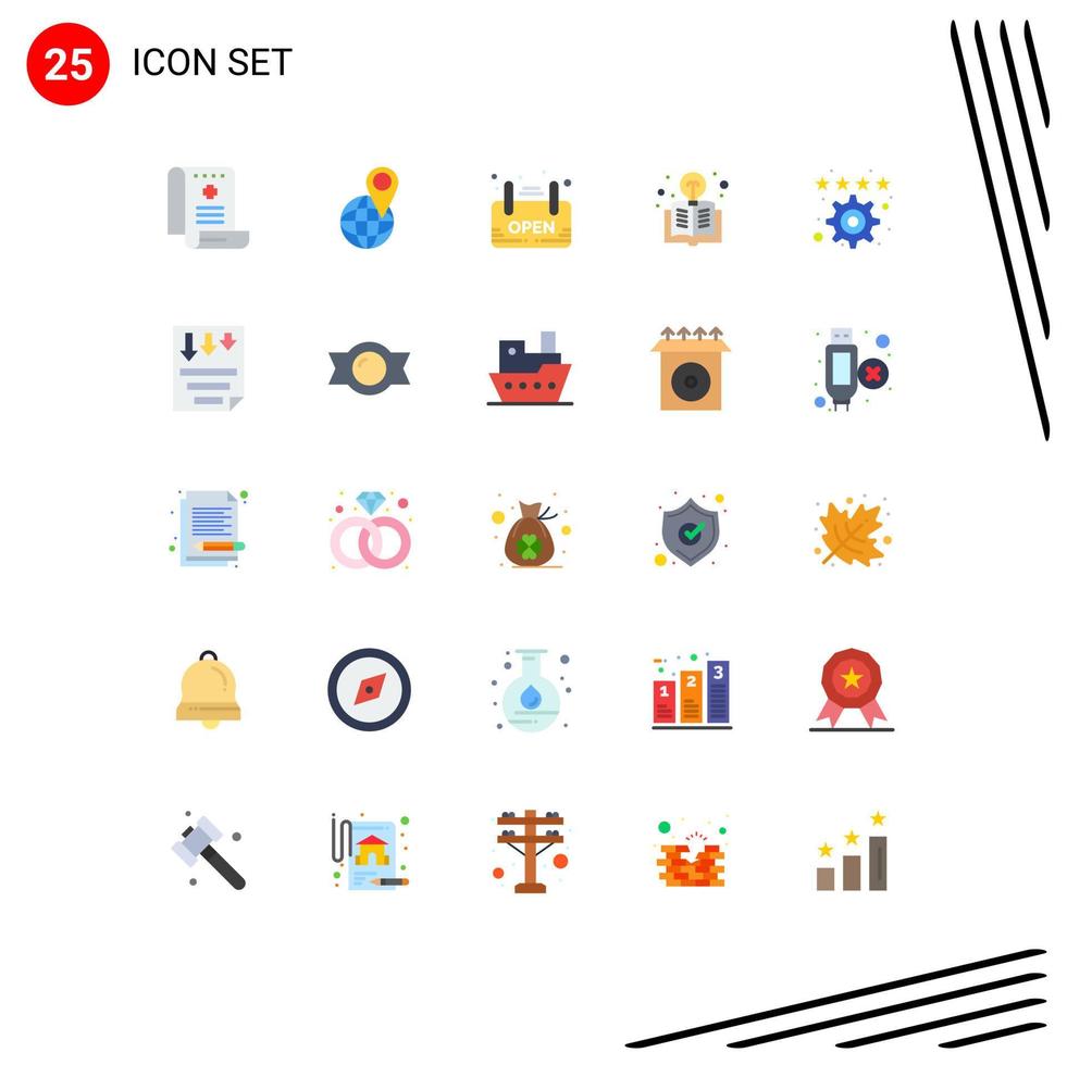 Group of 25 Modern Flat Colors Set for bookmark light world education board Editable Vector Design Elements