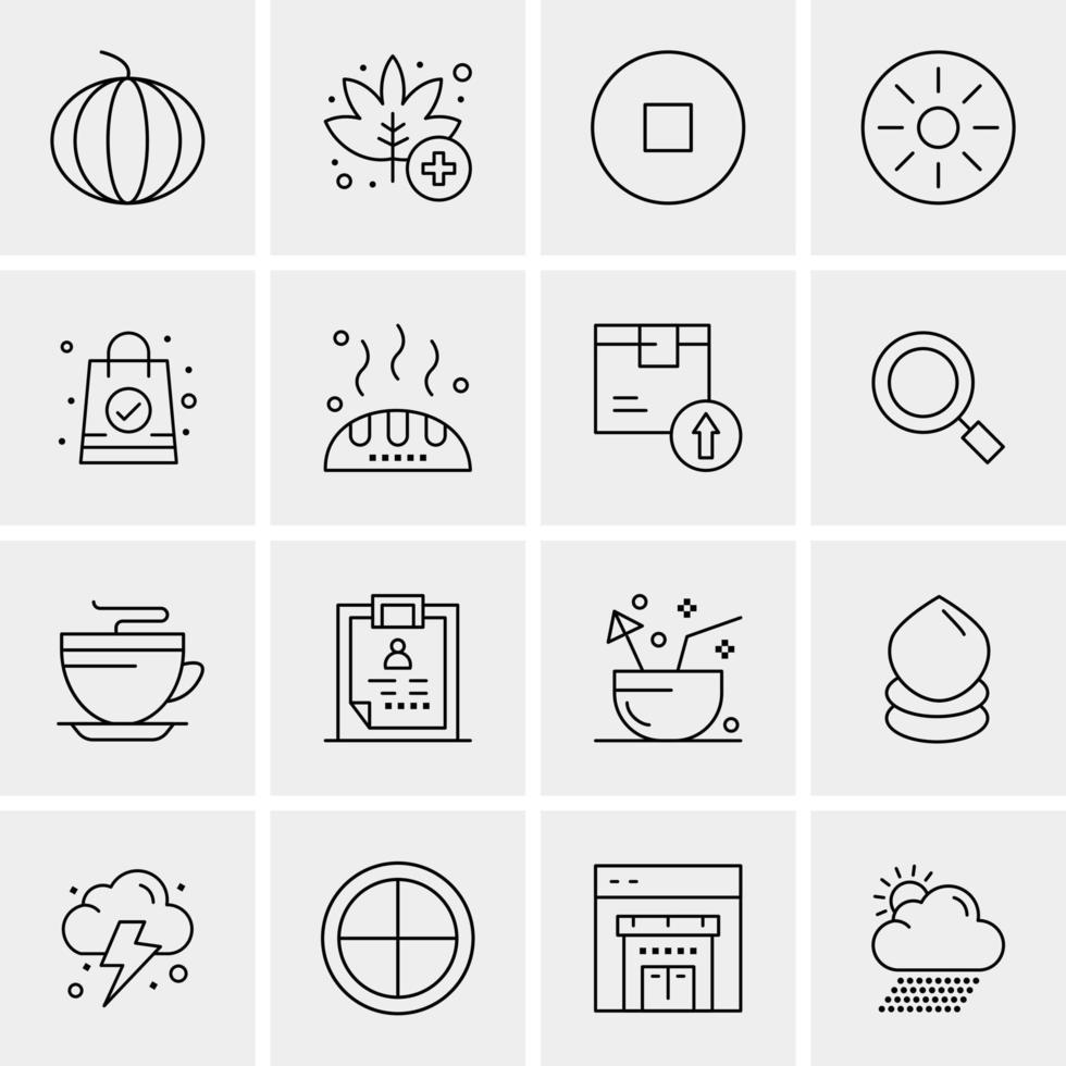 16 iconos de negocios universales vector ilustración de icono creativo para usar en proyectos relacionados con la web y dispositivos móviles