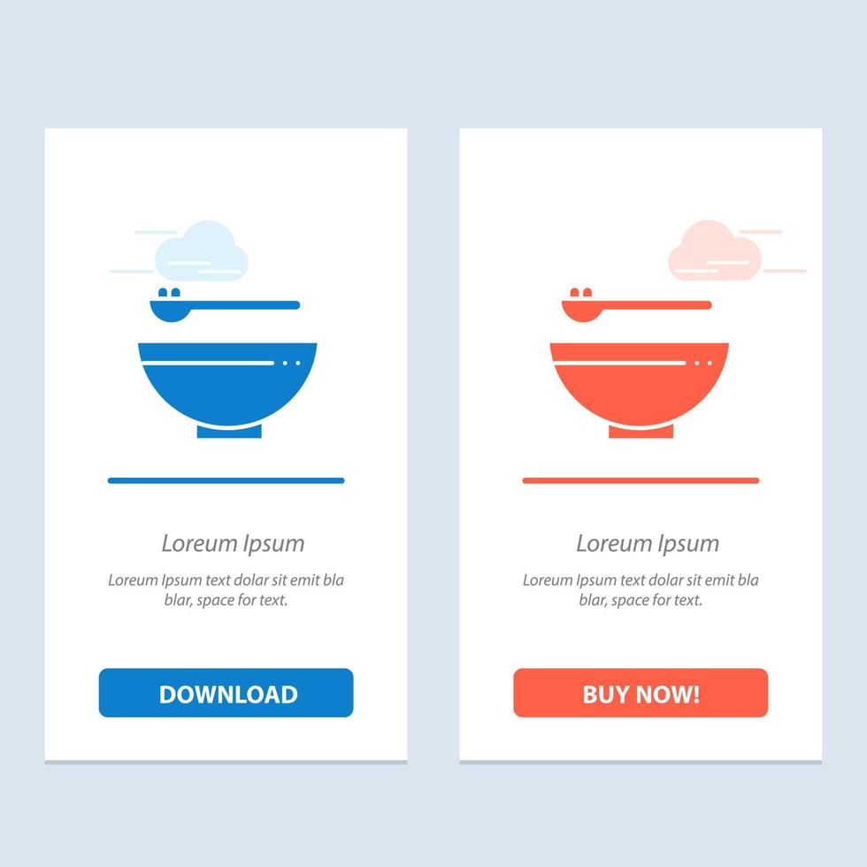tazón comida cocina madrigal azul y rojo descargar y comprar ahora plantilla de tarjeta de widget web vector