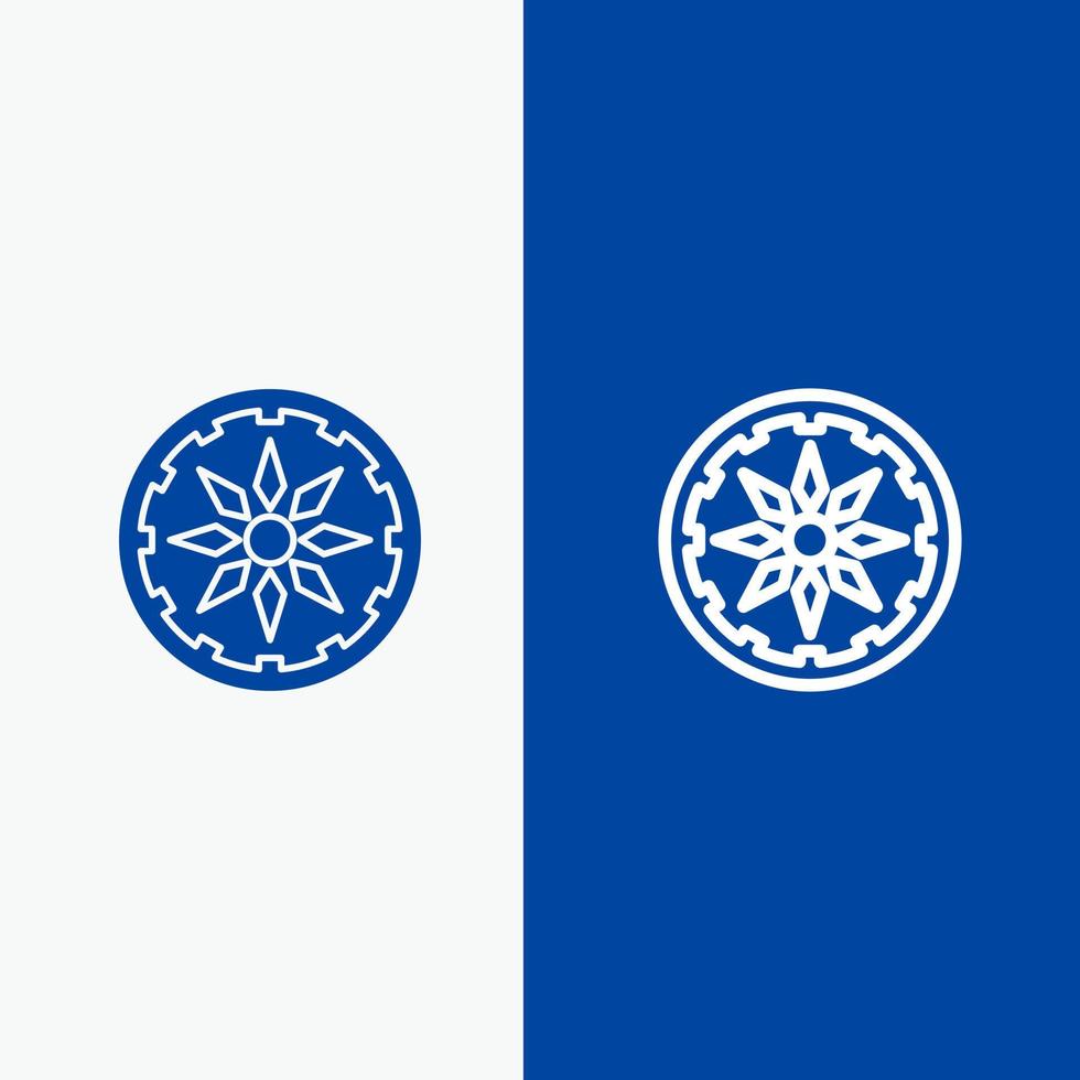círculo país india línea y glifo icono sólido bandera azul línea y glifo icono sólido bandera azul vector