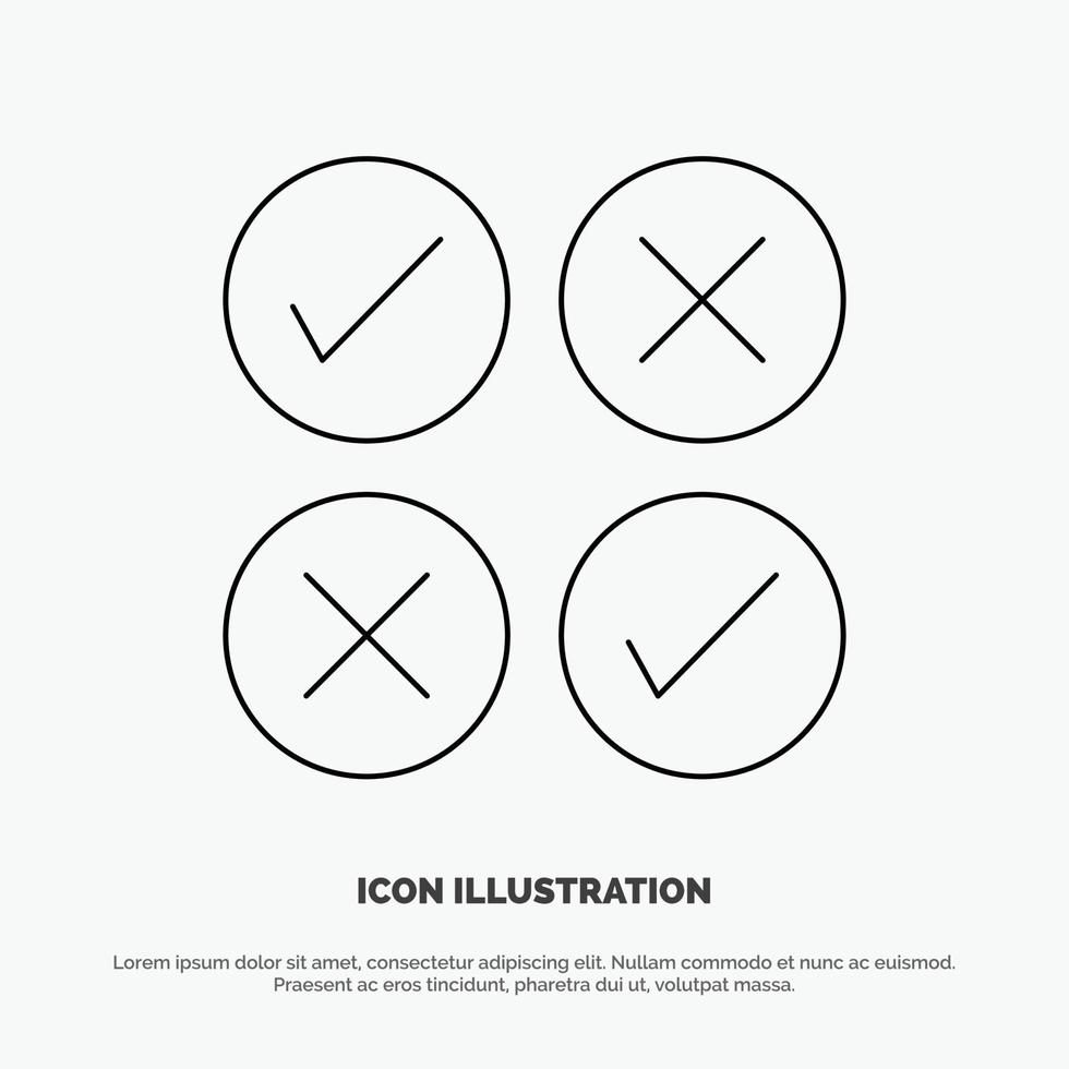 Creative Cross Design Tick Line Icon Vector