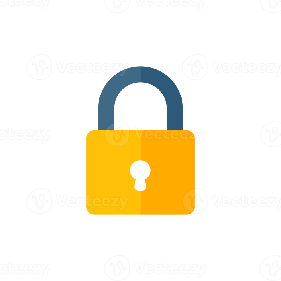 yellow padlock for locking the information on the computer data ...