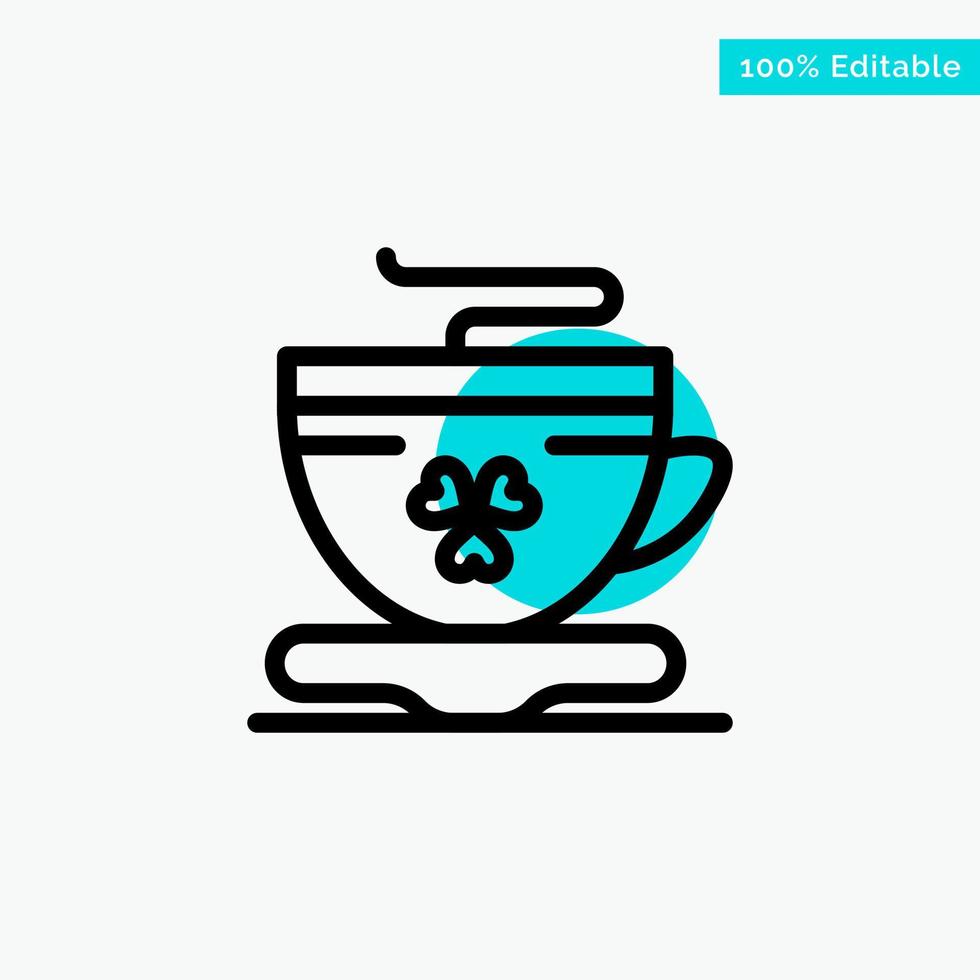 Tea Coffee Cup Ireland turquoise highlight circle point Vector icon