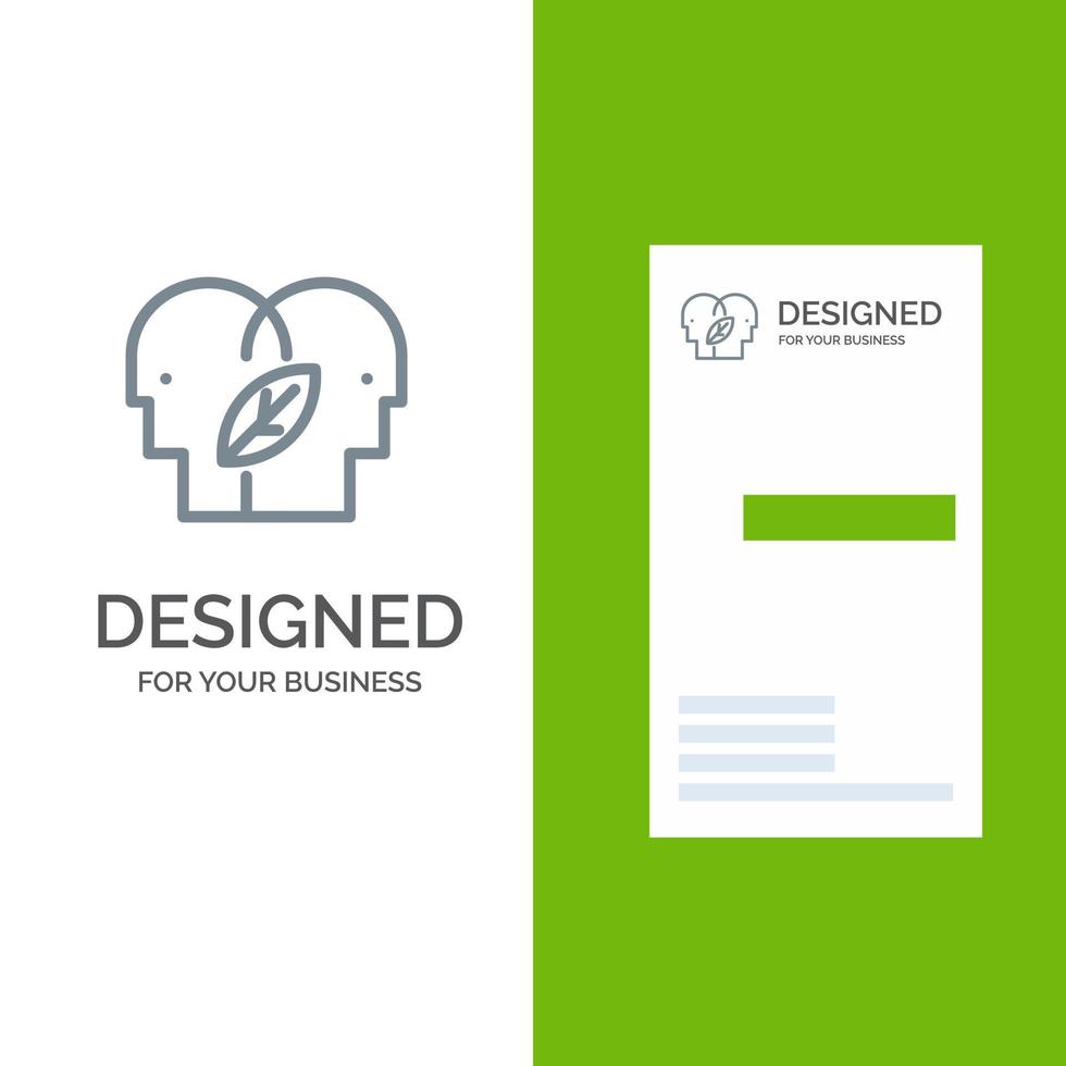 Eco Eco Mind Head Mind Grey Logo Design and Business Card Template vector