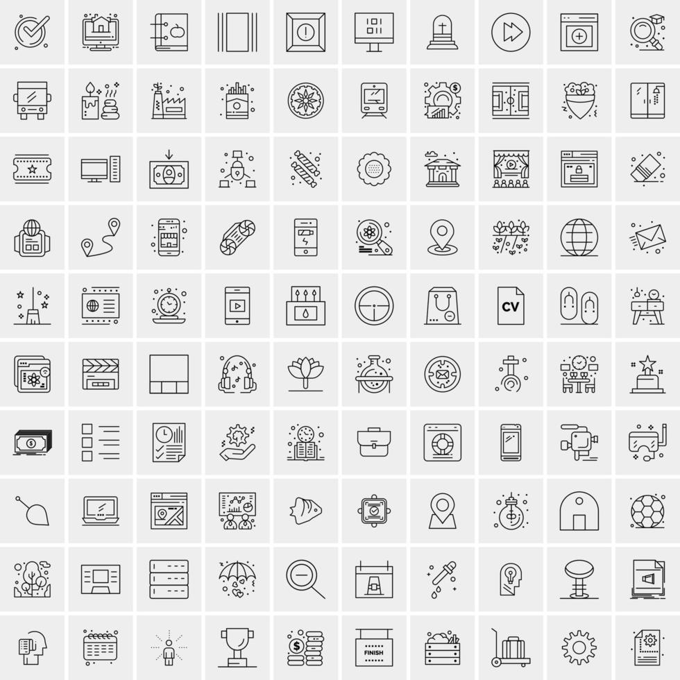 Pack of 100 Universal Line Icons for Mobile and Web vector