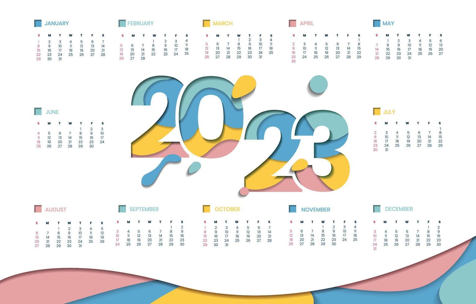 Business Formal 2023 Calendar Design Template vector