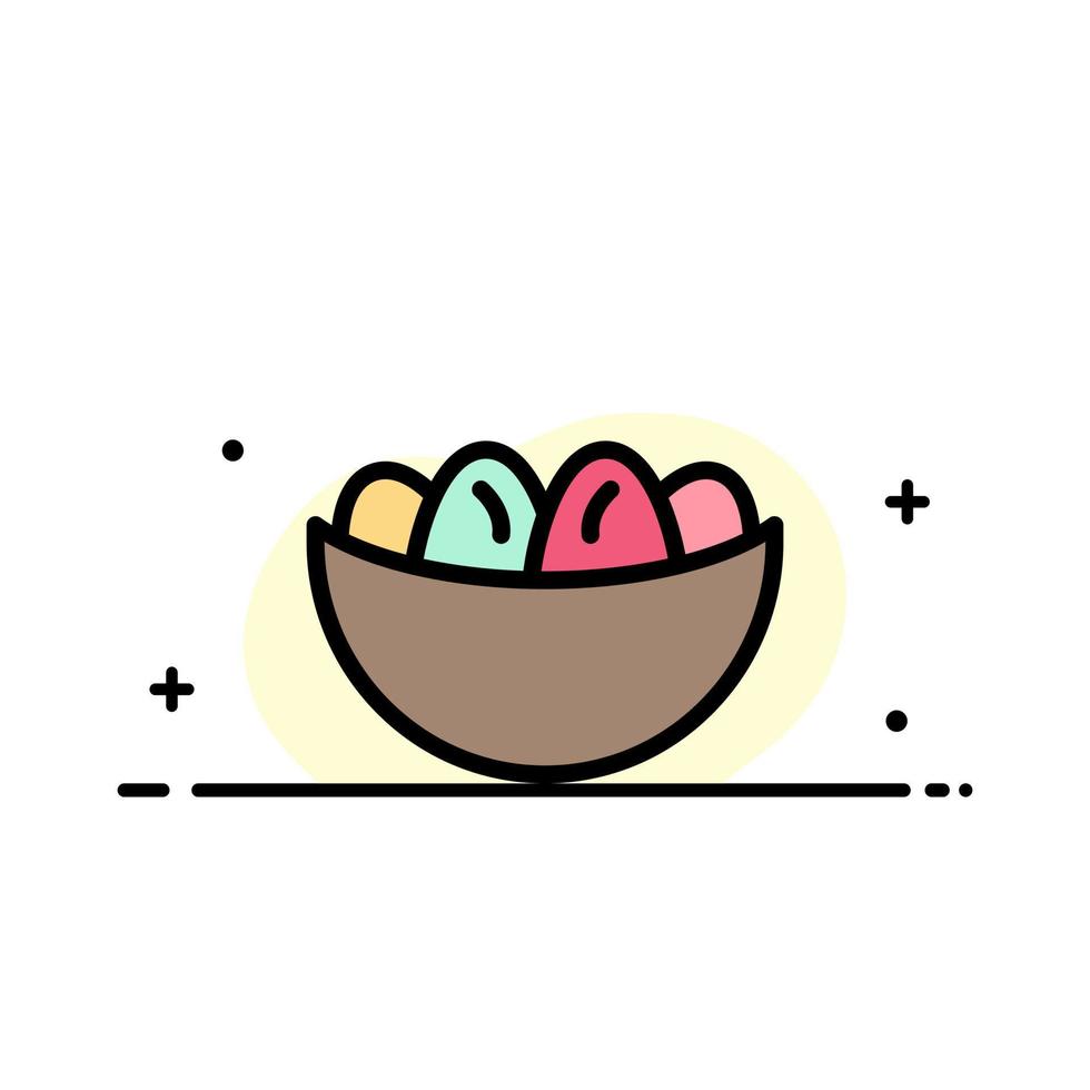 Bowl Celebration Easter Egg Nest  Business Flat Line Filled Icon Vector Banner Template