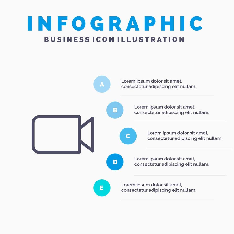 Camera Image Basic Ui Line icon with 5 steps presentation infographics Background vector