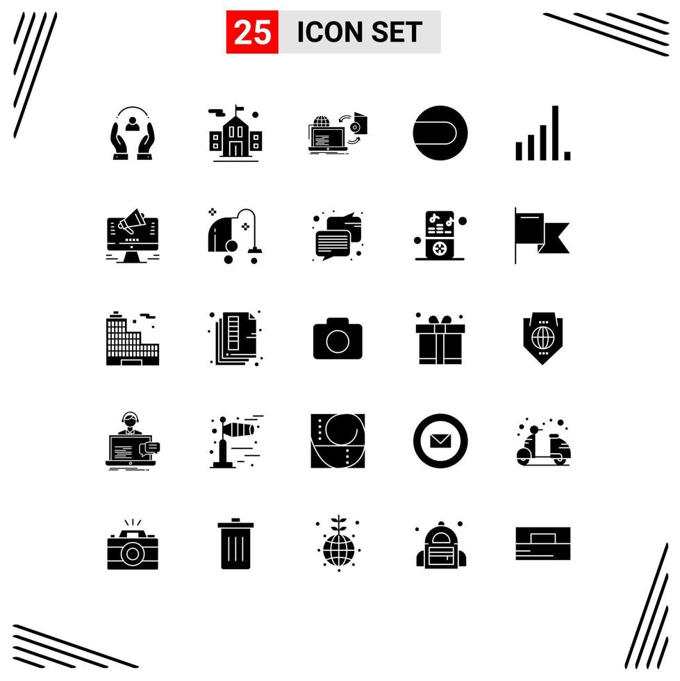 25 iconos creativos, signos y símbolos modernos del partido del disco deportivo del teléfono, publicación de elementos de diseño vectorial editables vector