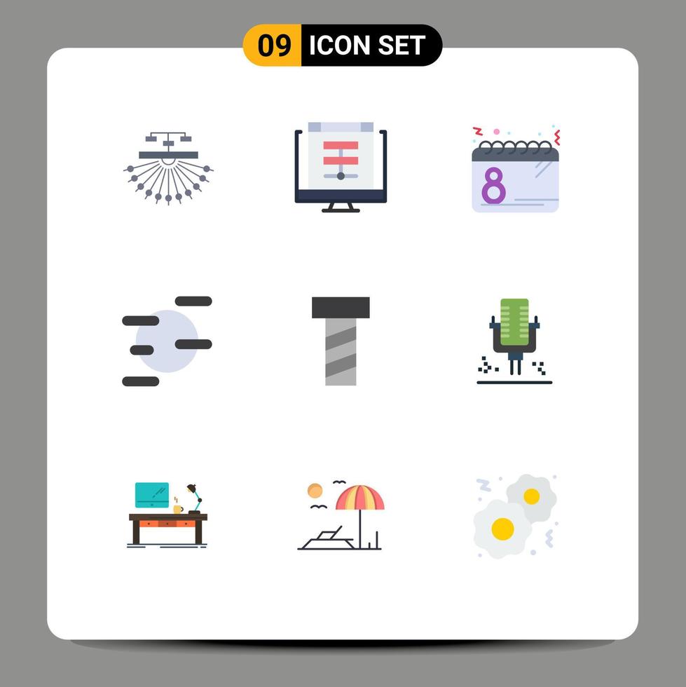 Pictogram Set of 9 Simple Flat Colors of uranus science online date plan Editable Vector Design Elements