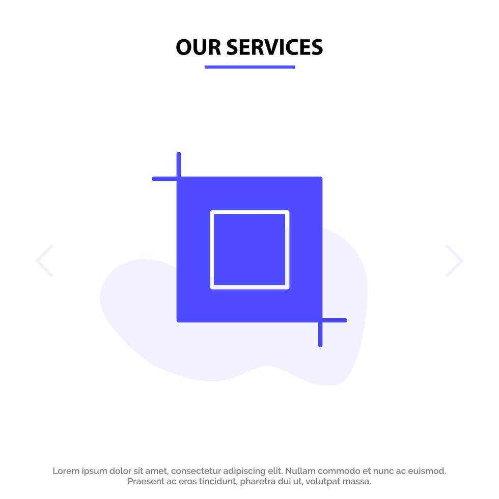 Our Services Crop Tool Transform Solid Glyph Icon Web card Template vector