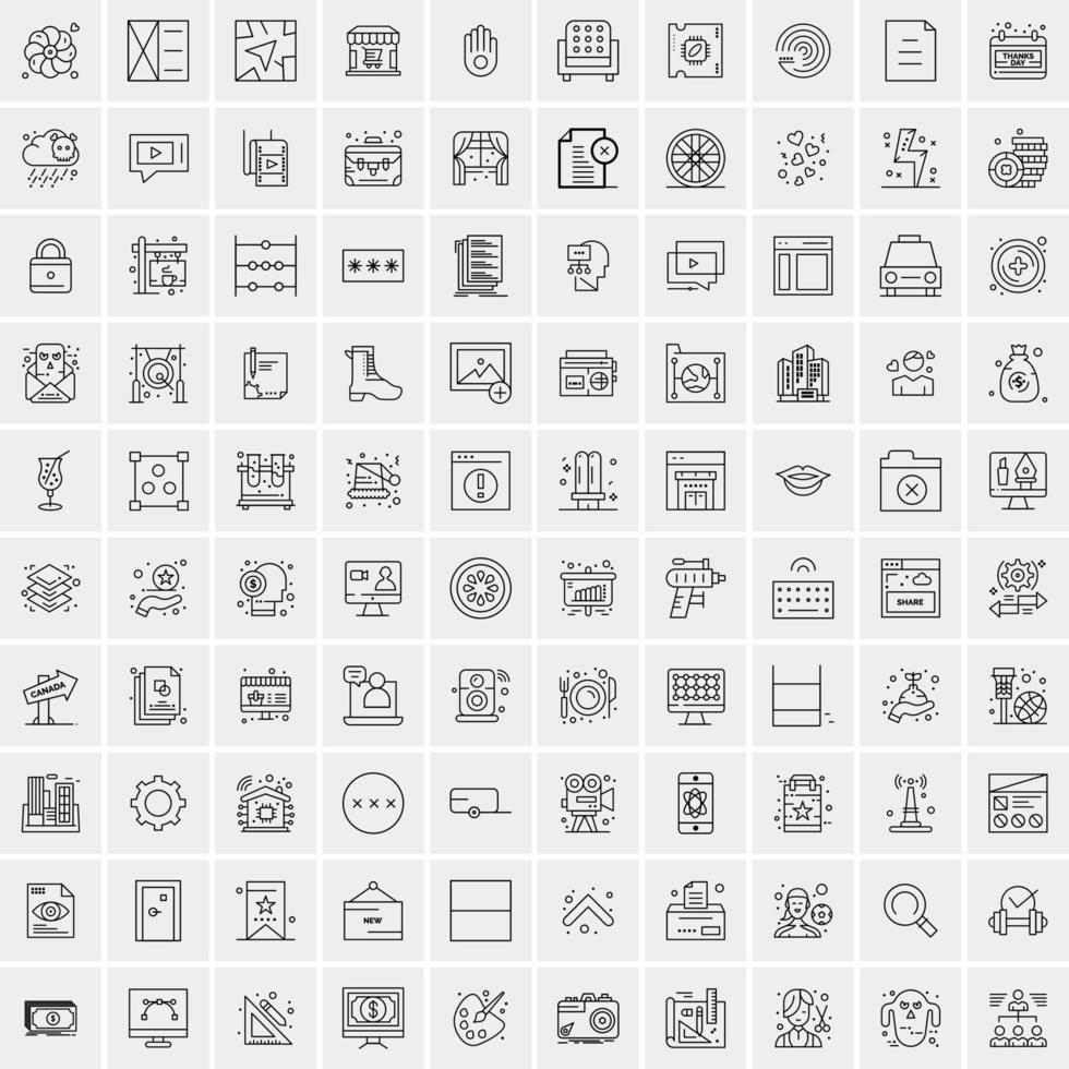 Pack of 100 Universal Line Icons for Mobile and Web vector