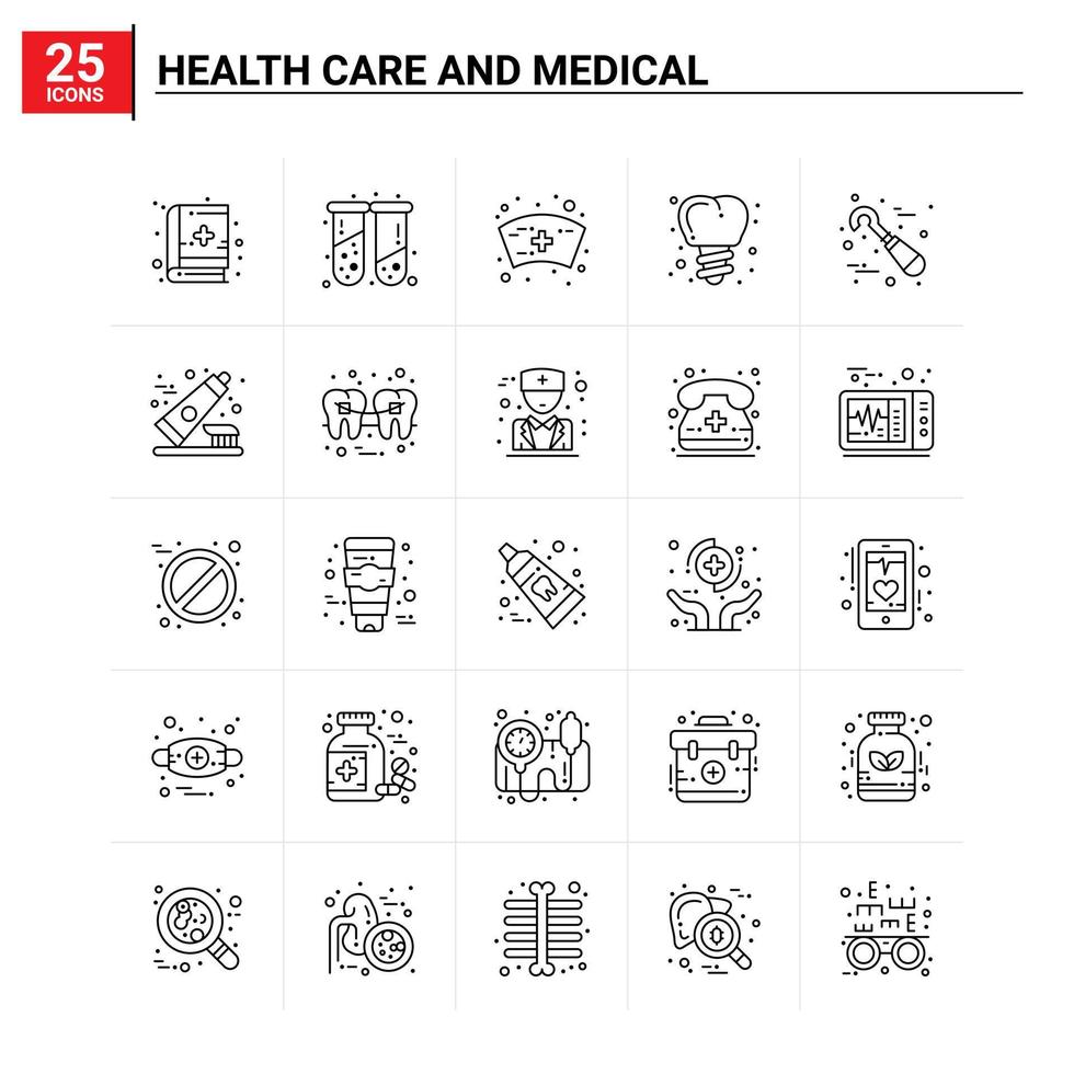 25 Health Care And Medical icon set vector background