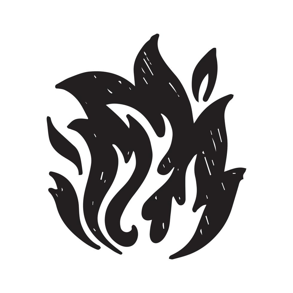 Hand drawn fire icons. Fire Flames Icons Vector. Hand Drawn Doodle Sketch Fire, Black and White Drawing. Simple fire symbol. vector