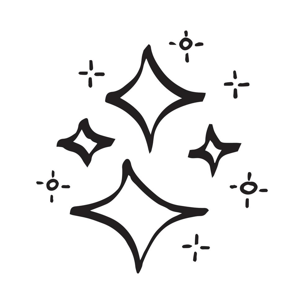 doodle set of vector stars sparkle icon, clean surface icon. Glowing light effect stars and shining burst. isolated on white background. vector illustration